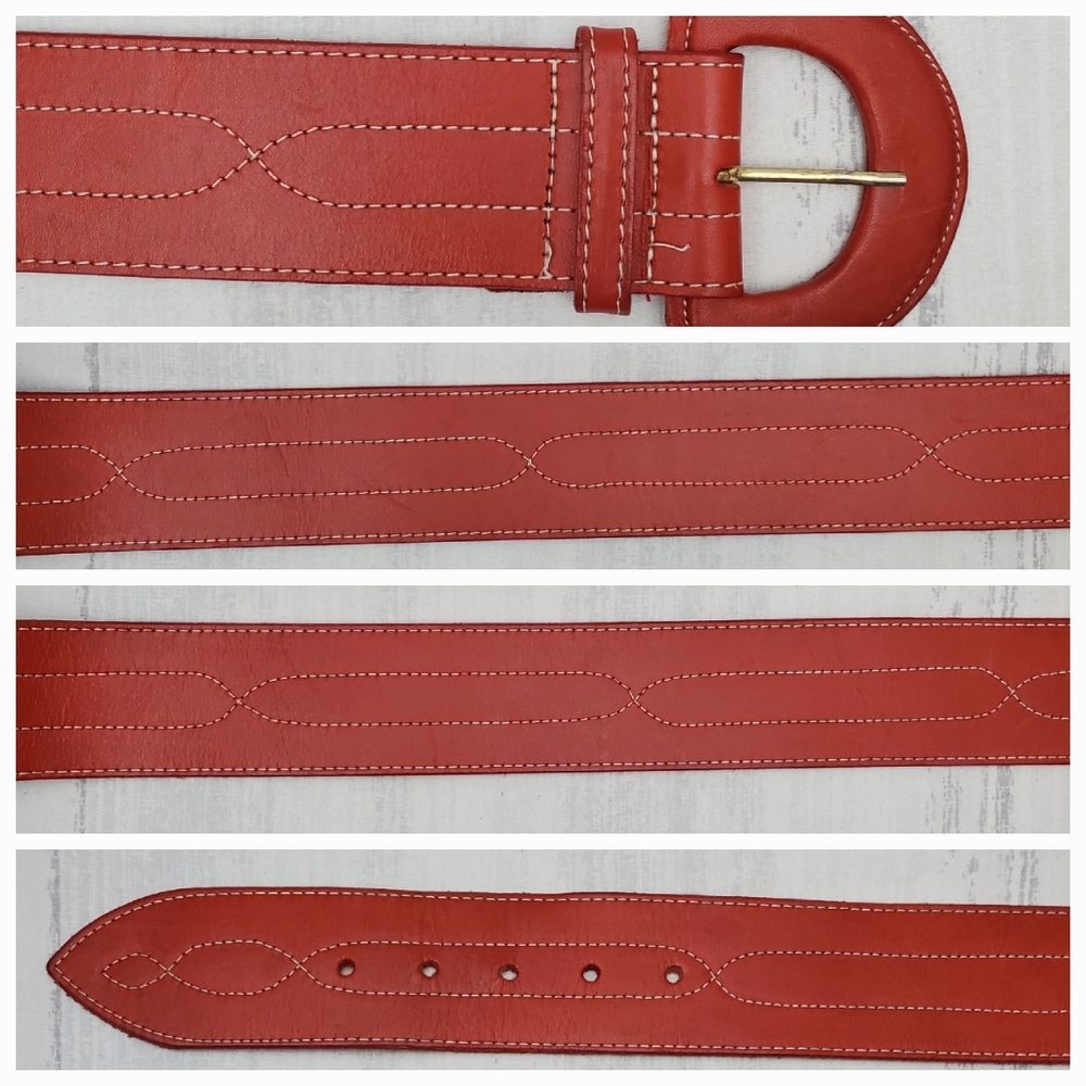 Charter Club Belt Genuine English Saddle Hide Leather in Red - Picture 8 of 13